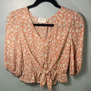 Sienna Sky Peach Floral Blouse, Size S
